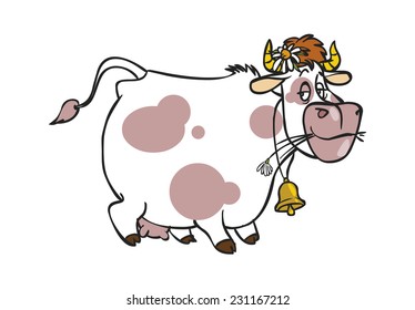 Funny vector cartoon colorfull cow isolated background
