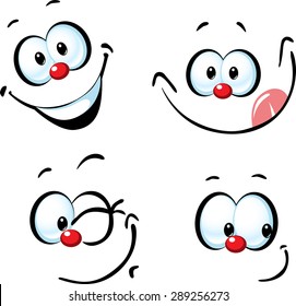 funny vector cartoon face - smiling