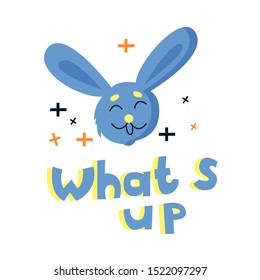 Funny vector cartoon rabbit illustration. Hand drawn print for kids clothes
