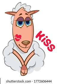Funny vector cartoon sheep emotions 