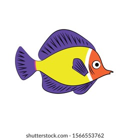 Funny vector cartoon tropical fish.