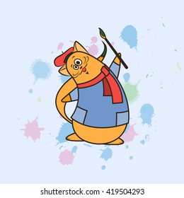 Funny vector cat artist