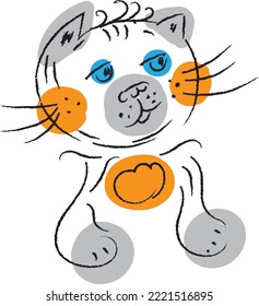 Funny vector cat with blue eyes