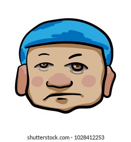 Funny  vector character illustration with blue hair.