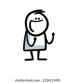 Funny vector character is looking forward and squeezing his fists. An illustration of a boy in anticipation.