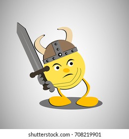 Funny vector character with sword and helm.