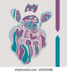 Funny vector characters that you can use in T-shirts, labels, postcards. Series monsters and queens with crowns fantastic animals.Cards congratulations and prints.
