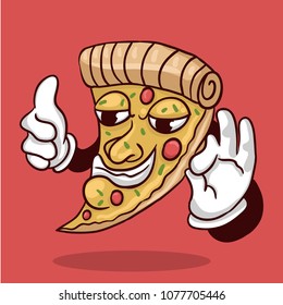 funny vector, cheese pizza mascot