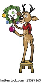 funny vector christmas deer isolated background