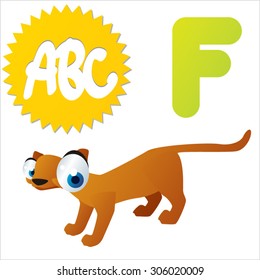 Funny vector cute animals ABC: F is for Fossa