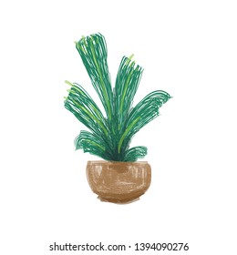 funny Vector of cute plants in pots with  a childrens style