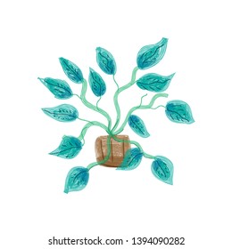 funny Vector of cute plants in pots with  a childrens style