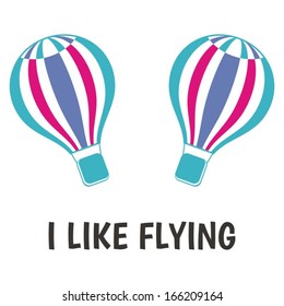 Funny vector design with hot air balloons isolated