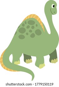 Funny vector dinosaur in green color 