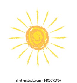 Funny vector doodle shiny sun. Hand drawn. Trendy vector summer symbol for website design, web button, mobile app