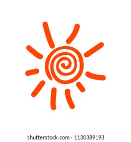 Funny vector doodle suns. Hand drawn. vector illustration isolated on white background.