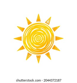 Funny vector doodle suns. Hand drawn sun. Vector stock illustration.