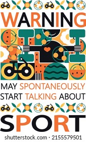 Funny vector drawing on the theme of sports, banner, poster, flyer, print for t-shirt.