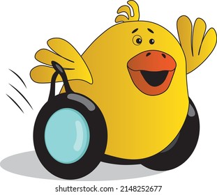 Funny vector duck on the scooter