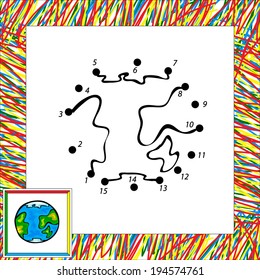 Funny vector earth dot to dot