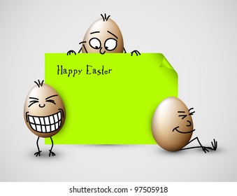 Funny vector easter eggs - Happy green Easter Card