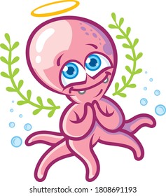 Funny vector emotions of Octopus