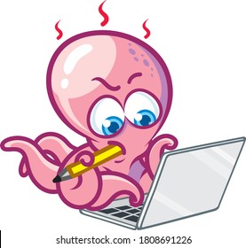 Funny vector emotions of Octopus