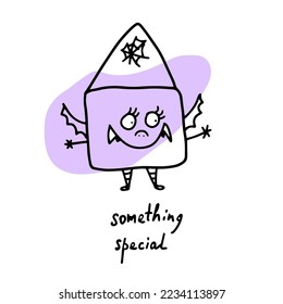Funny vector envelope with bat wings and fangs dressed up for Halloween. Isolated vector illustration.
