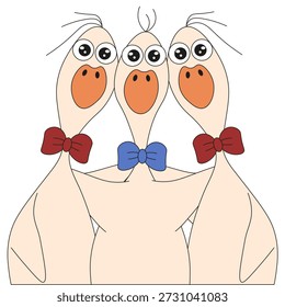 Engraçado vetor Goose amigos. Ilustração vetorial do conceito de dia de abraço do mundo. Mão bonito desenhado Hugs ganso isolado fundo transparente. Traço editável EPS 10