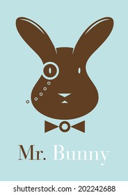 Funny vector graphic bunny head illustration 