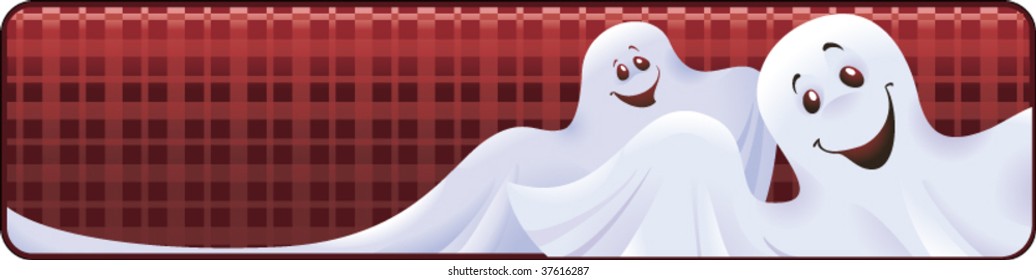 Funny vector Halloween banner with ghosts