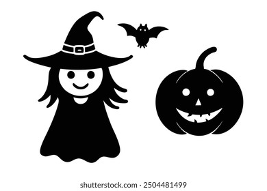 Funny Vector Halloween Witch with Pumpkin - Spooky and Playful Illustration