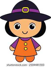 Funny Vector Halloween Witch with Pumpkin - Spooky and Playful Illustration
