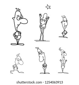 Funny vector hand draw man cartoon