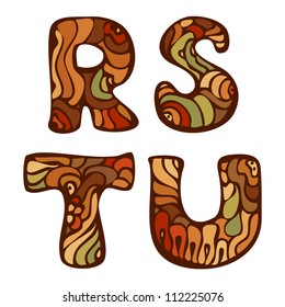 Funny vector hand drawn colorful Alphabet with punctuation marks and digits