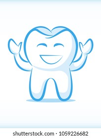 Funny Vector Happy Tooth Character