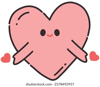 Funny vector heart. A face with emotions. Valentine's Day icons. For postcards, posters, stickers