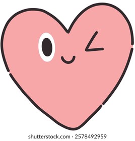 Funny vector heart. A face with emotions. Valentine's Day icons. For postcards, posters, stickers