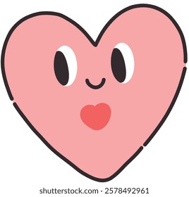 Funny vector heart. A face with emotions. Valentine's Day icons. For postcards, posters, stickers