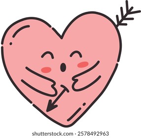 Funny vector heart. A face with emotions. Valentine's Day icons. For postcards, posters, stickers