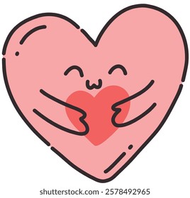 Funny vector heart. A face with emotions. Valentine's Day icons. For postcards, posters, stickers