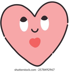 Funny vector heart. A face with emotions. Valentine's Day icons. For postcards, posters, stickers