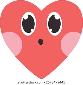 Funny vector heart. A face with emotions. Valentine's Day icons. For postcards, posters, stickers