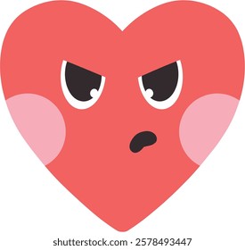 Funny vector heart. A face with emotions. Valentine's Day icons. For postcards, posters, stickers