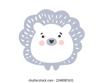 Funny Vektorhedgehog in handgezeichnet skandinavischen Babystil. Umrisszeichnung. Ideal für Bekleidung, Karten, Poster, Kindergarten-Dekoration. Einzeln auf weißem Hintergrund - Illustration.