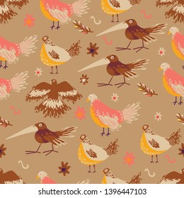 funny vector hens for your design. seamless pattern