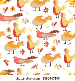 funny vector hens for your design. seamless pattern