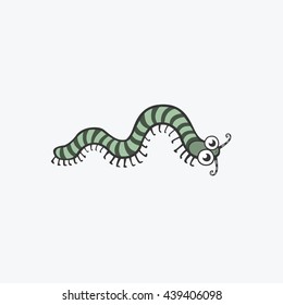 Funny vector icon. Centipede, caterpillar, worm. Flat Illustration for your design