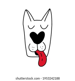 funny vector icon of a dog's head sticking out its red tongue