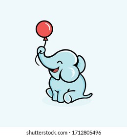 Funny vector illustration with a baby elephant